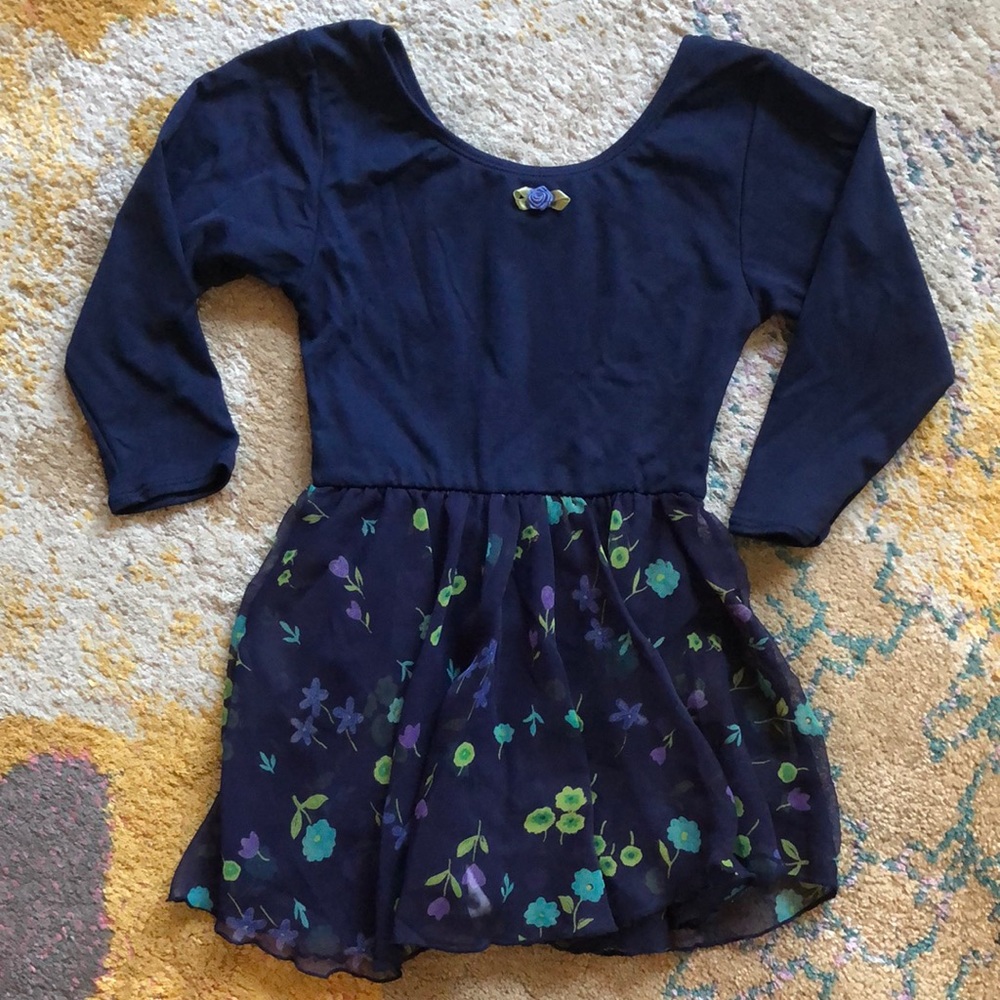 Ballet Leotard Dress with Flowers on Skirt